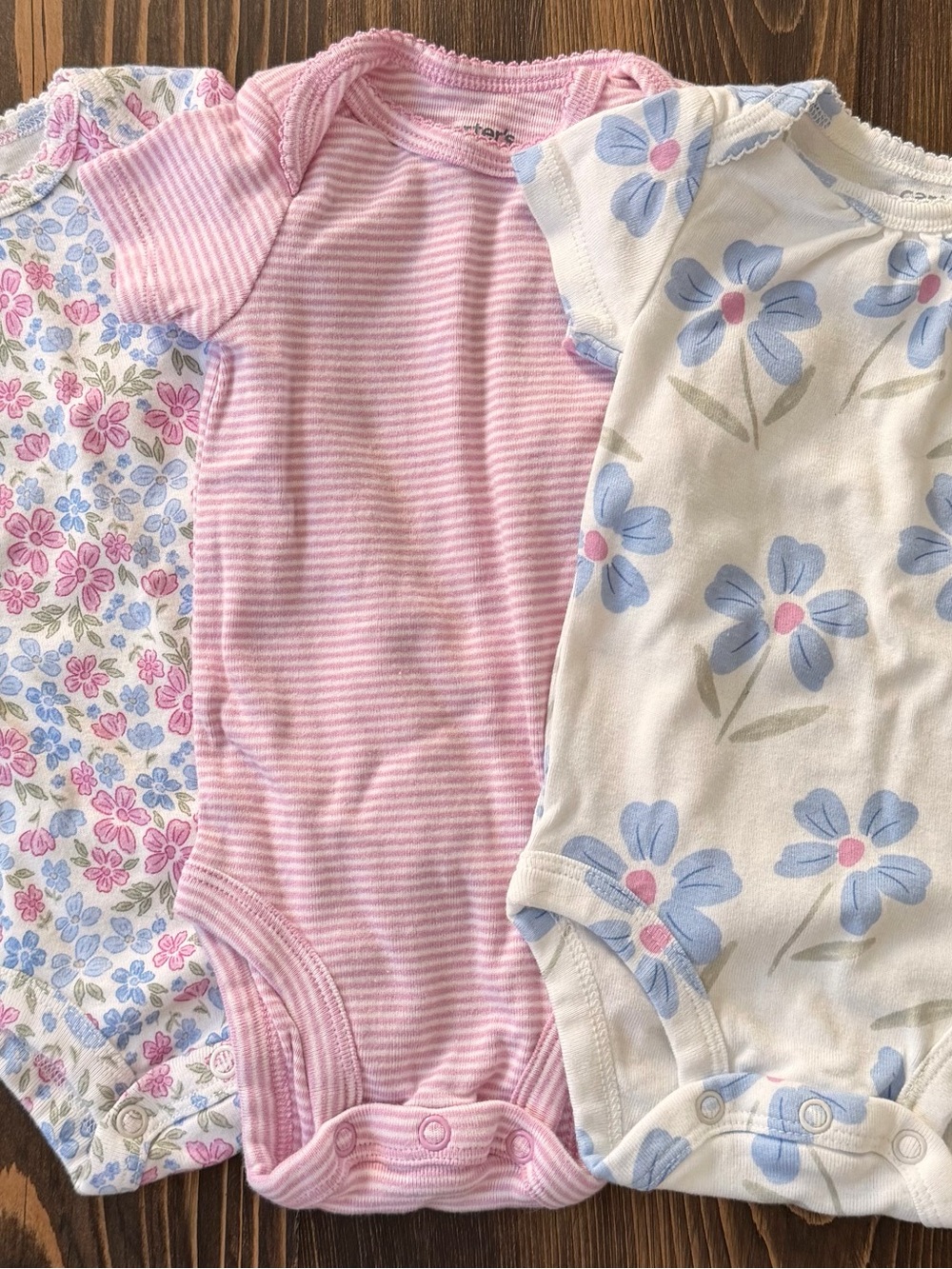 Carter's Pink Striped and Floral Baby One-Piece Bodysuit Set